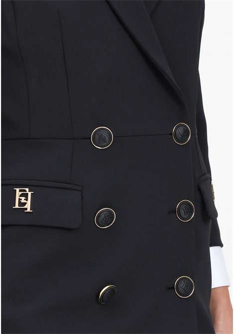 Black women's manteau robe in stretch crêpe ELISABETTA FRANCHI | ABT1041E2110